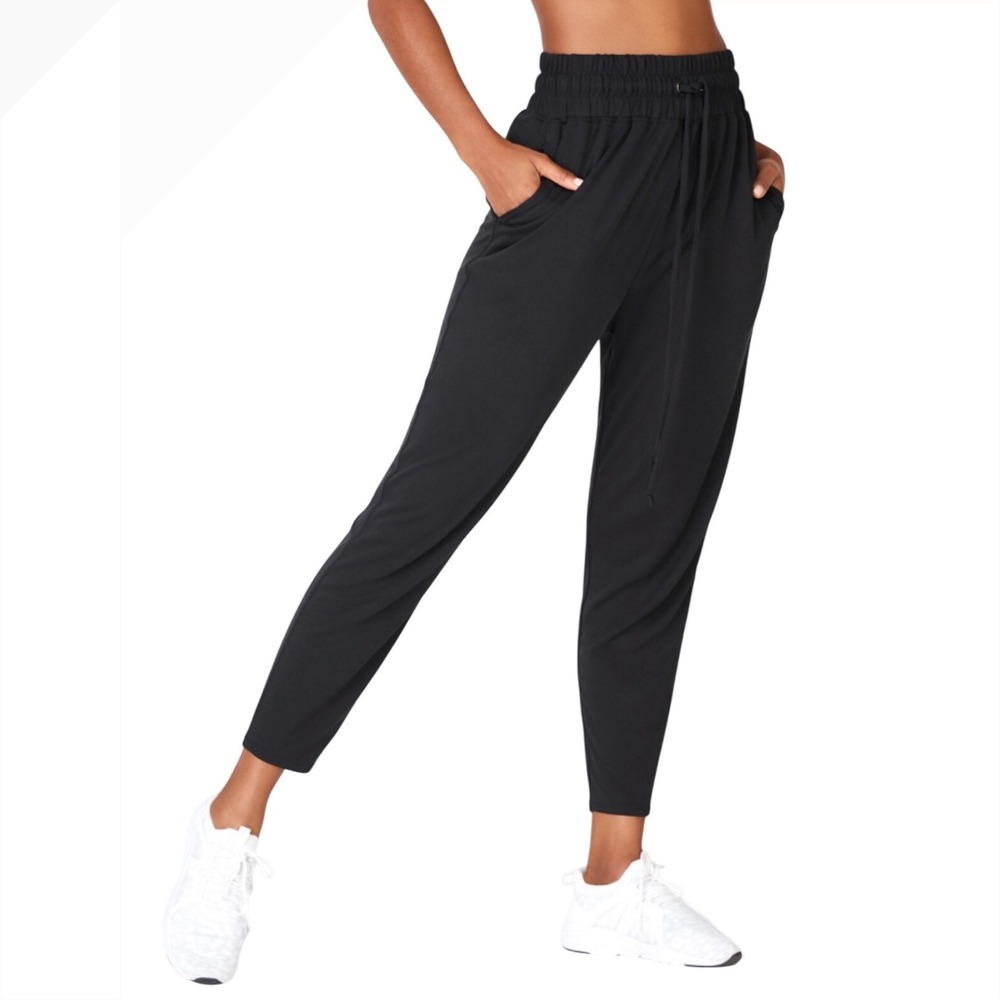 Fabletics Black Jogger Pants Womens Medium Elastic Waist Drawstring Pockets